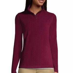 Lands End Women's Low Pile Pullover Sweater Knit Long Sleeve Size S Burgundy Zip